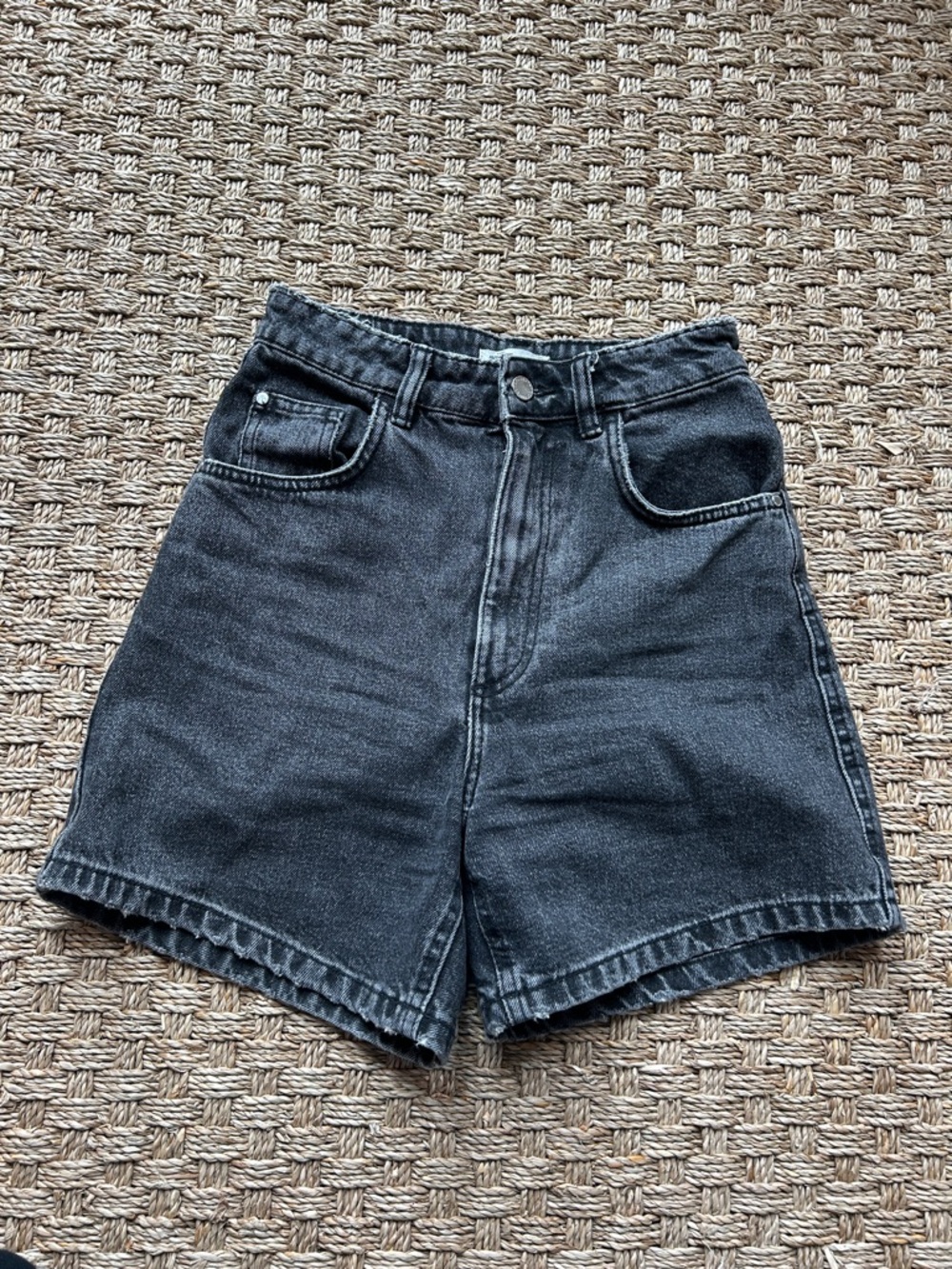 Zara Black High-Waist Denim Jean Shorts